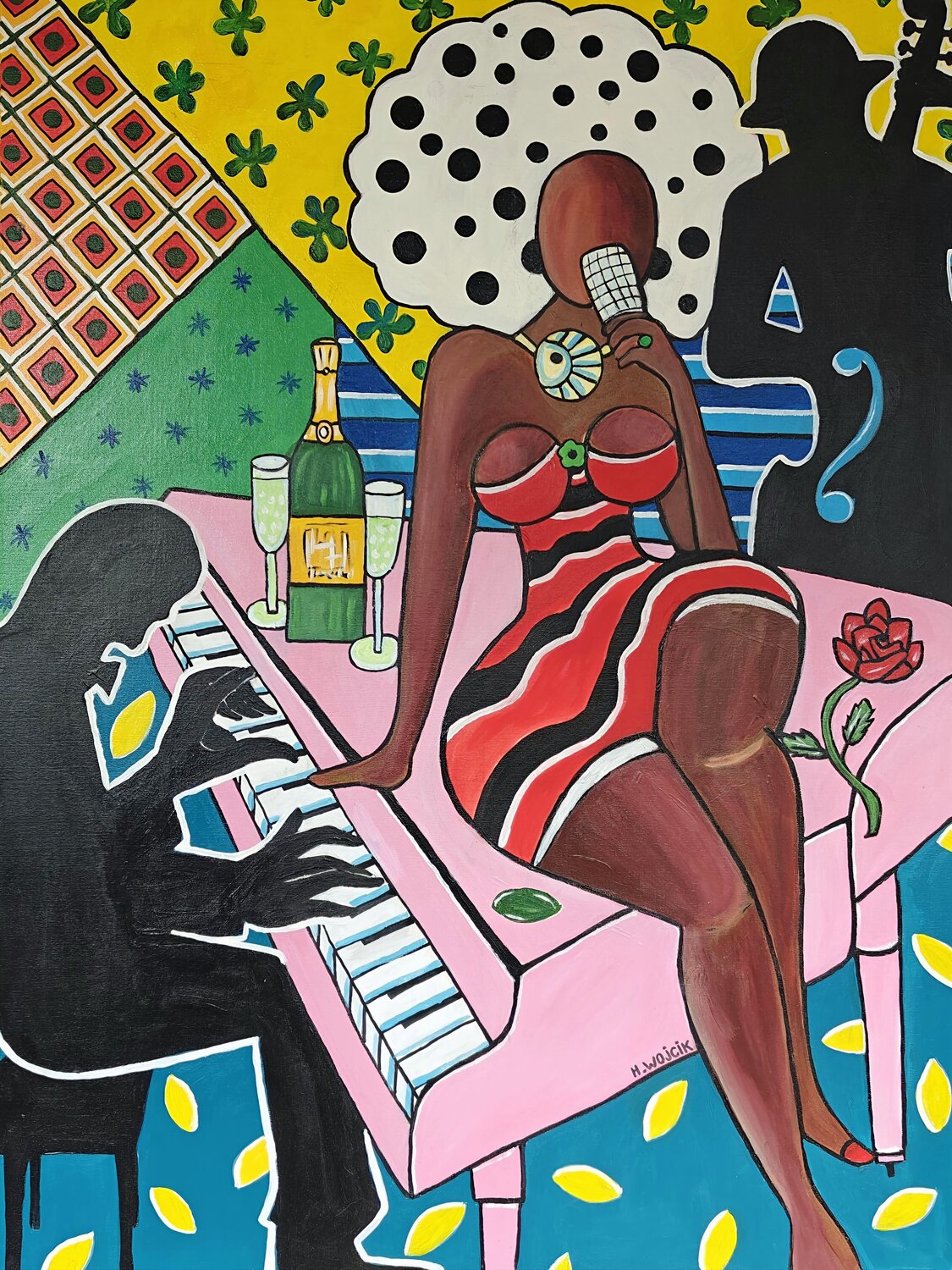 JAZZ À CUBA Henri Wojcik Original painting for sale
