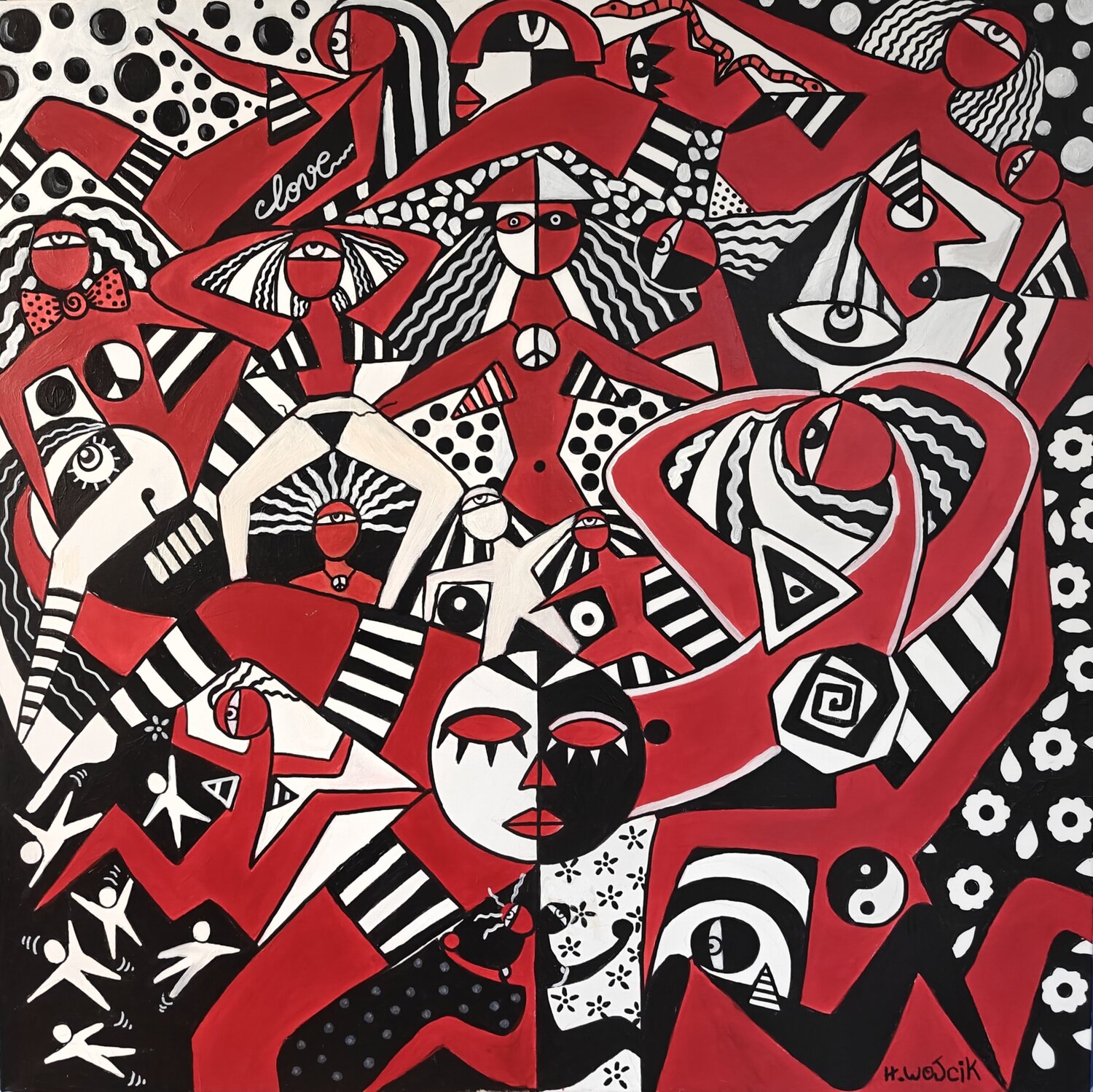Fiesta Magenta Henri Wojcik Original painting for sale