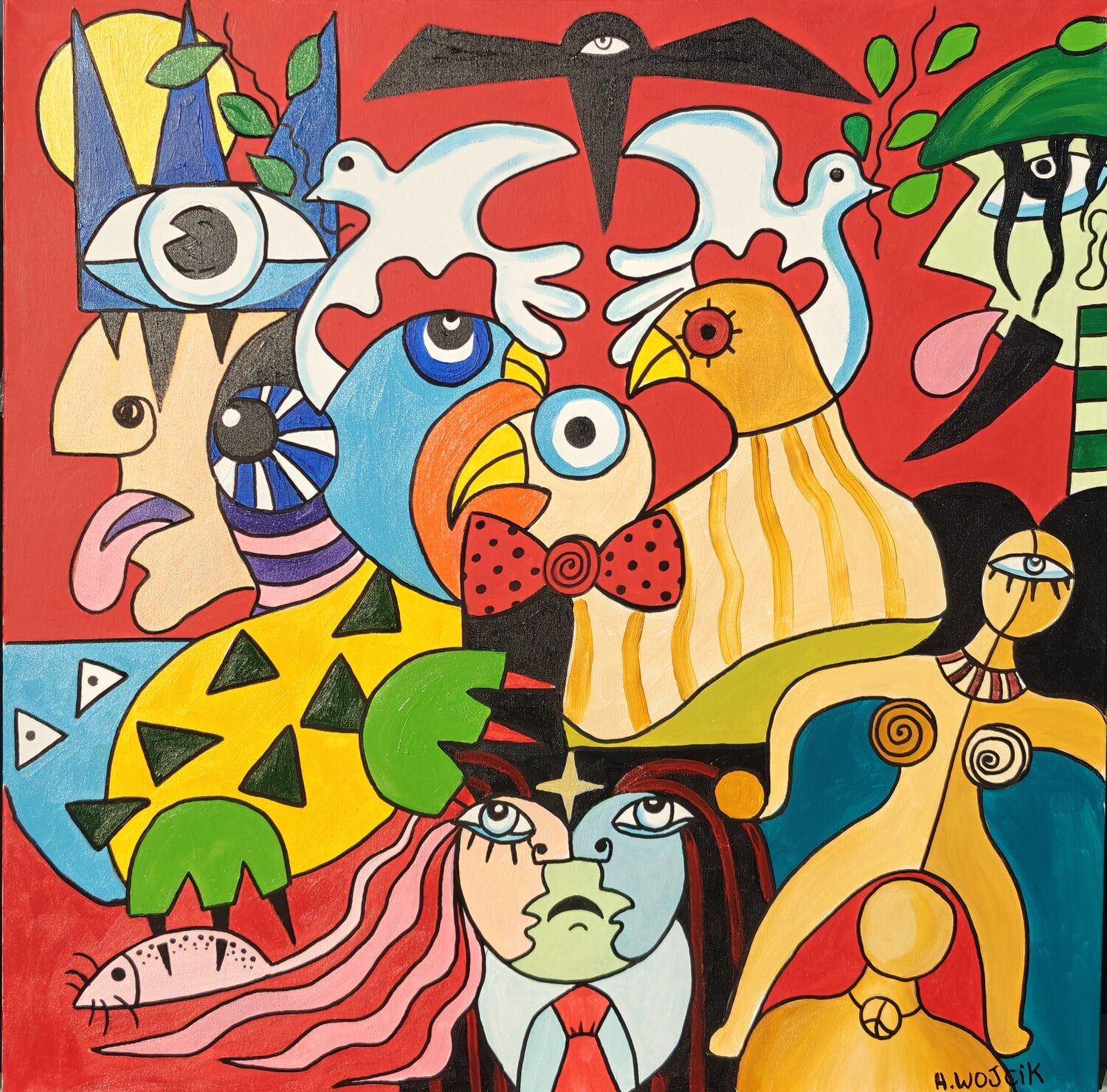 Univers en paix Henri Wojcik Original painting for sale