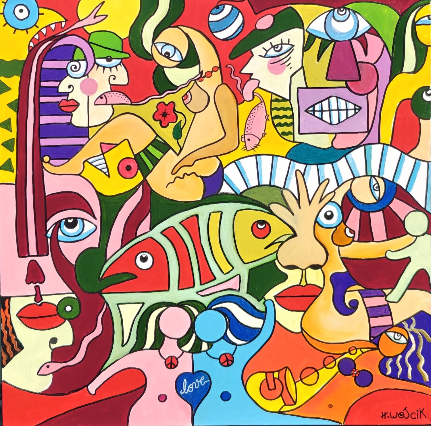 Monde déjanté Henri Wojcik Original painting for sale