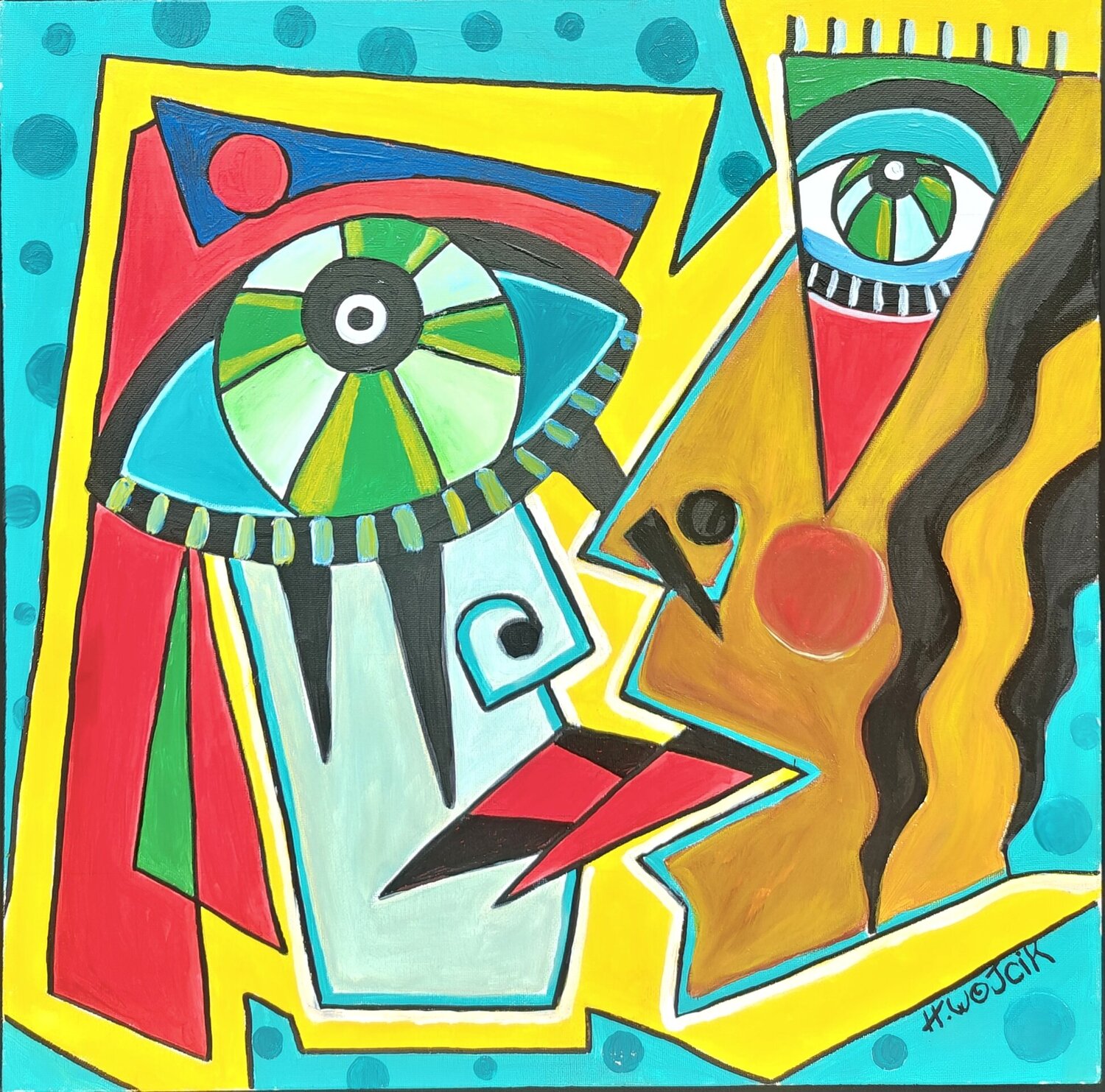 Le baiser Henri Wojcik Original painting for sale