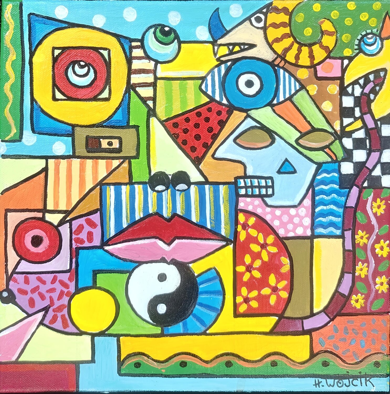 Ma vie en couleurs Henri Wojcik Original painting for sale