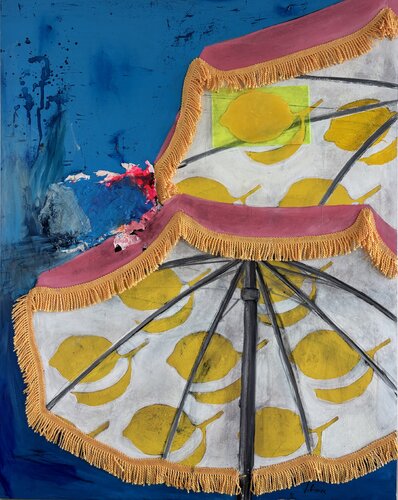 Parasols citrons by Johanne Cinier, Painting for Sale on Select