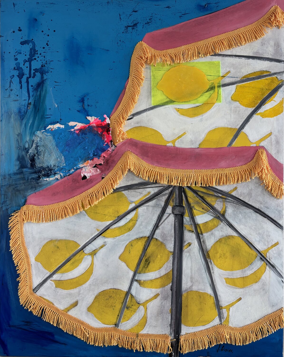 Parasols citrons Johanne Cinier Original painting for sale