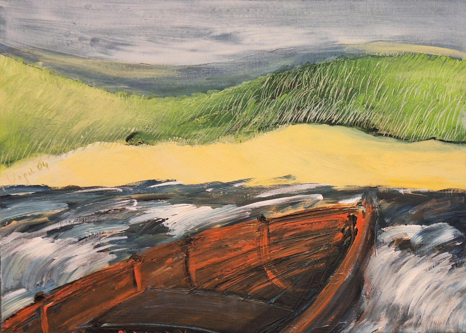Rotboot Fritz Vogel Original painting for sale