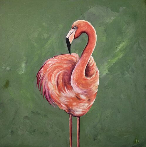 "Orange flamingo" by Erika Vilimaitytė, Painting for Sale on Select