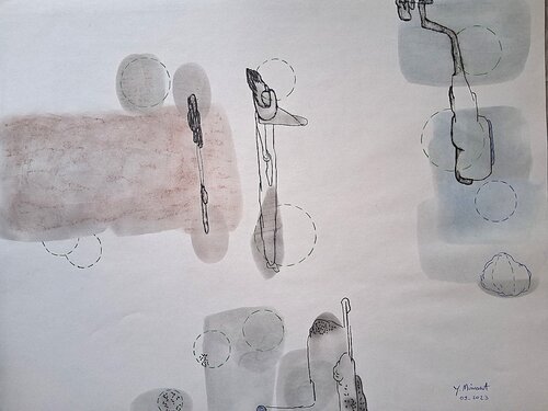 Créatures verticales by yves minssart, Drawing for Sale on Select