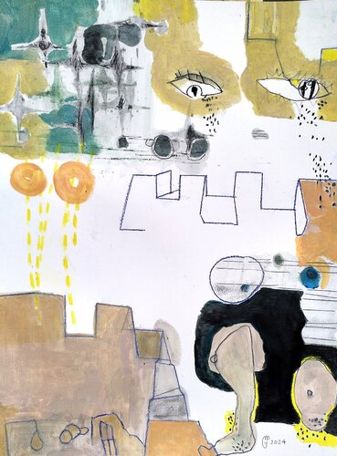 scène aux créneaux by yves minssart, Drawing for Sale on Select