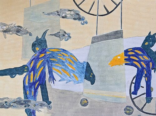 Personnage au poisson by yves minssart, Painting for Sale on Select