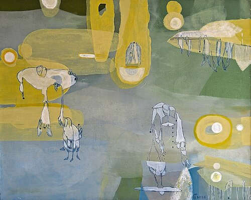 Pulsions jaunes by yves minssart, Painting for Sale on Select