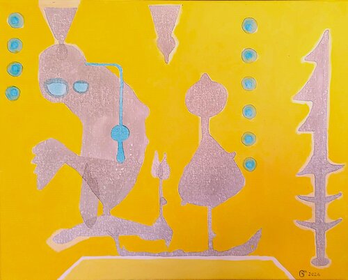 Personnage aux signes by yves minssart, Painting for Sale on Select