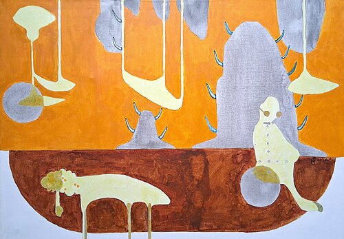 Scène aux cornes by yves minssart, Painting for Sale on Select