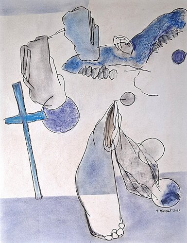la croix bleue by yves minssart, Drawing for Sale on Select