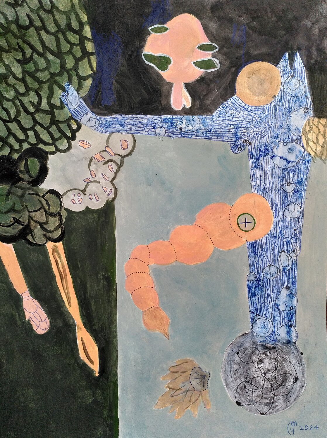 Apparition bleue yves minssart Drawing for sale