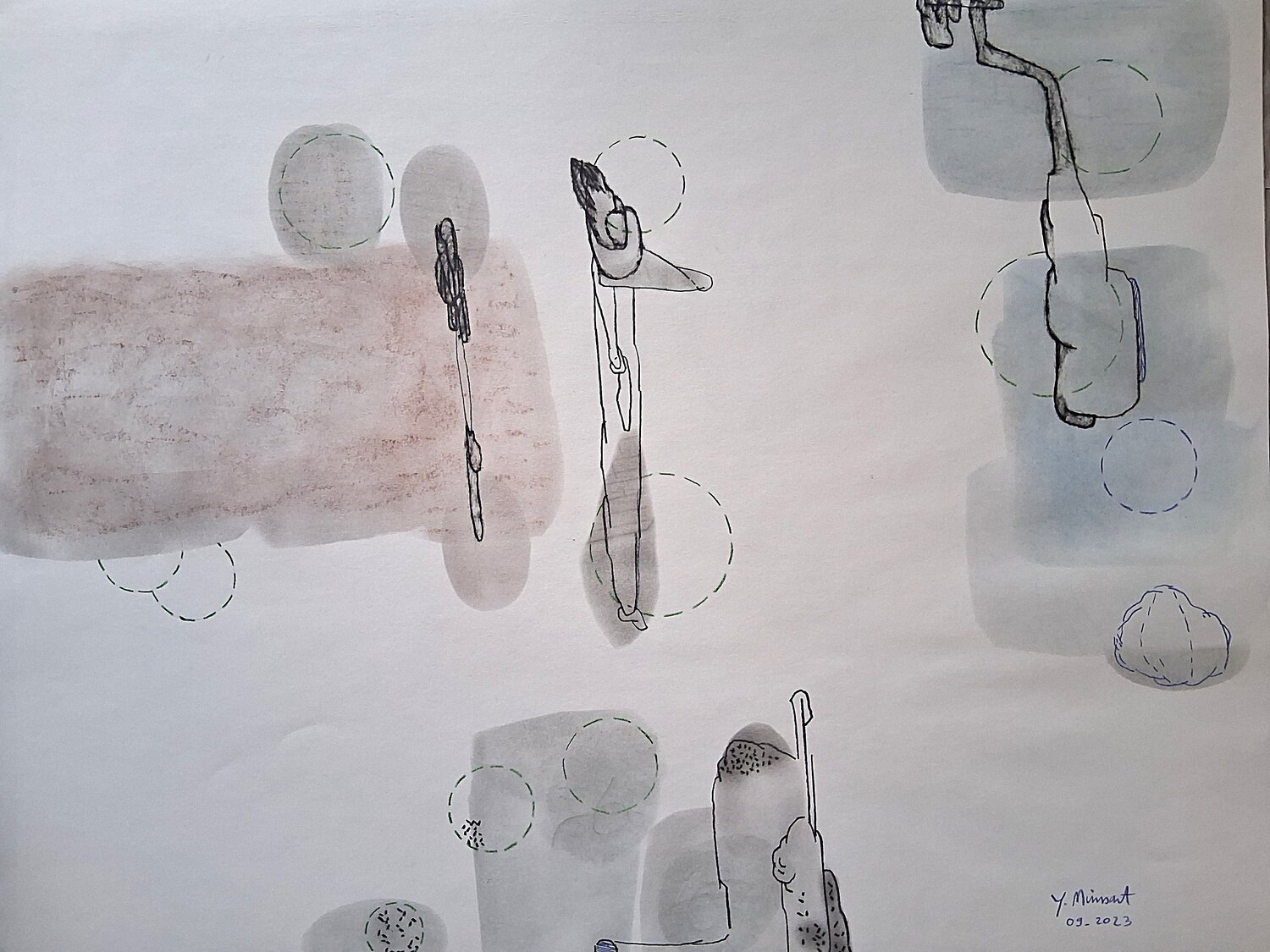 Créatures verticales yves minssart Drawing for sale