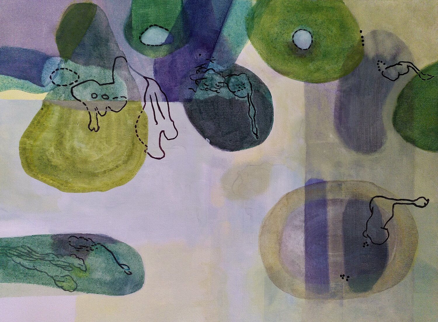 Ondes et orbes yves minssart Original painting for sale