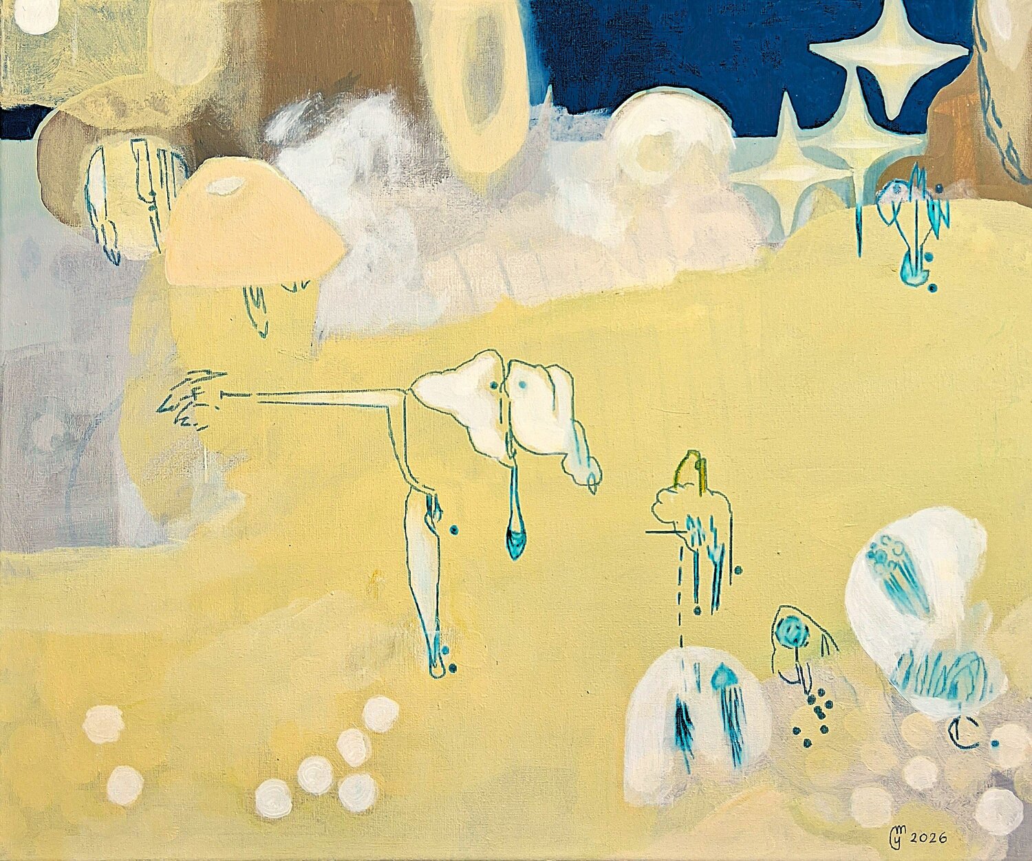 Les points blancs yves minssart Original painting for sale