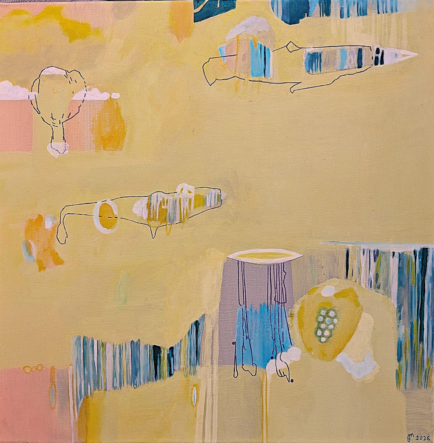 Océan jaune yves minssart Original painting for sale