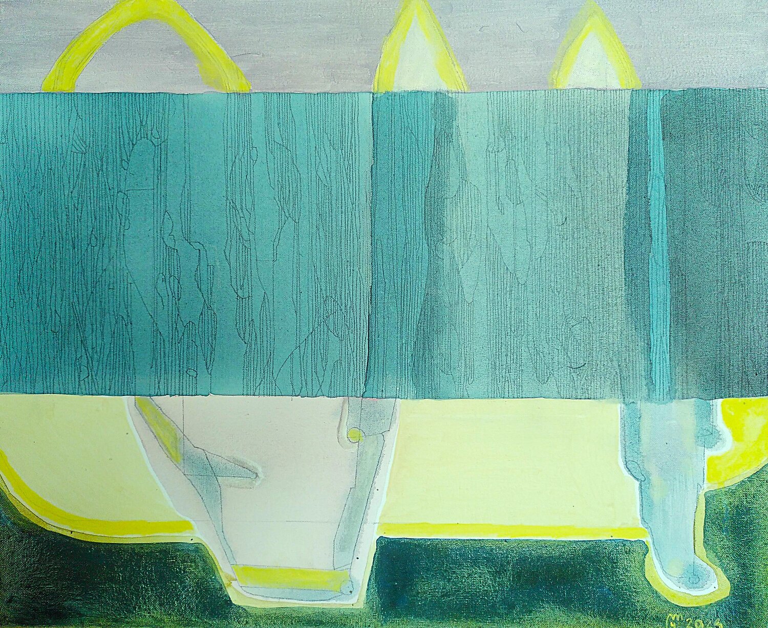 Derrière l'écran yves minssart Original painting for sale
