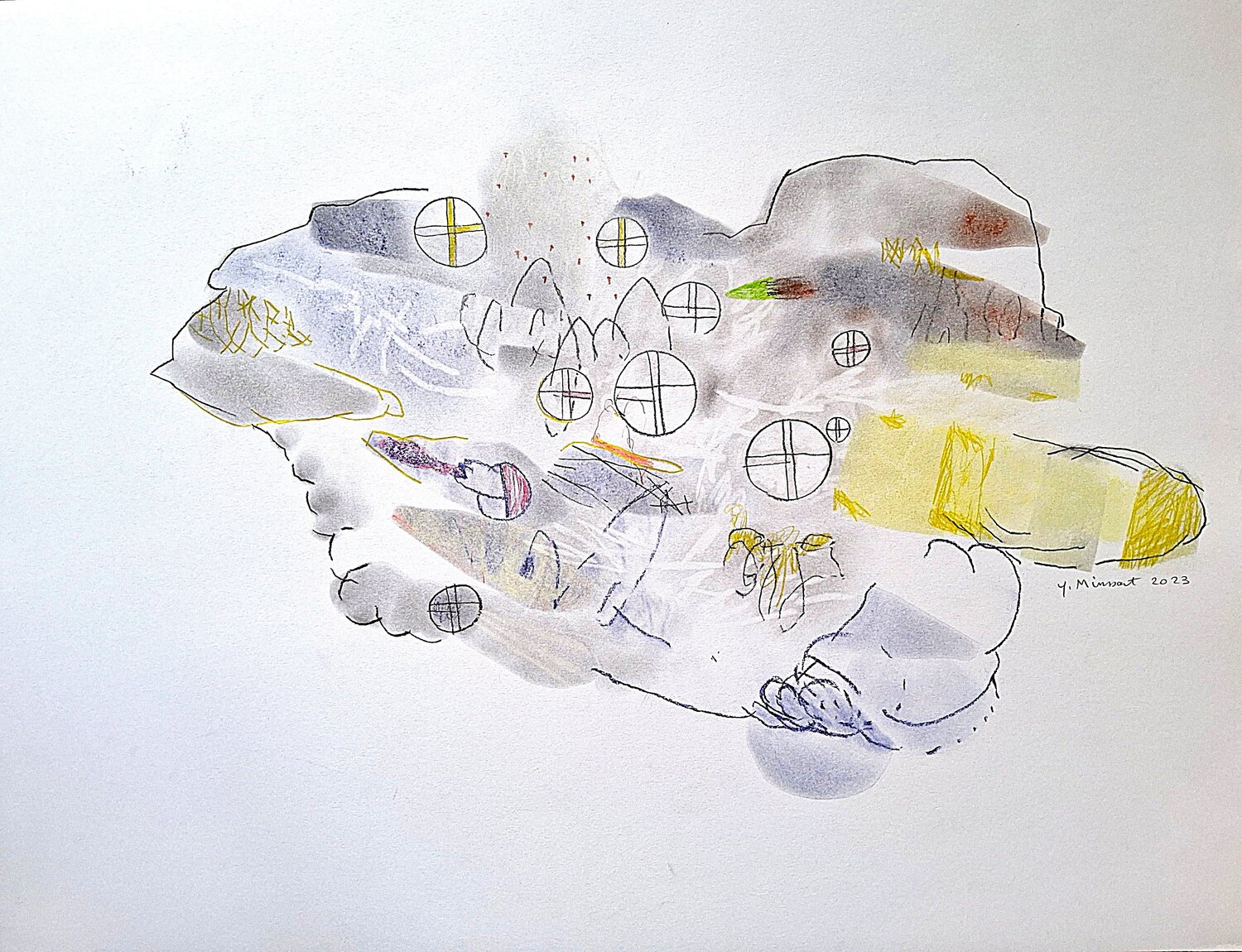 Enclos céleste yves minssart Drawing for sale