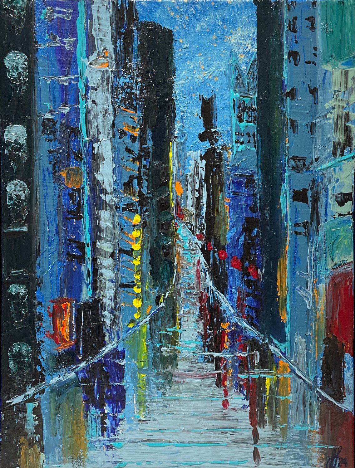 City by Night Fie Freja Sandkamm Original painting for sale