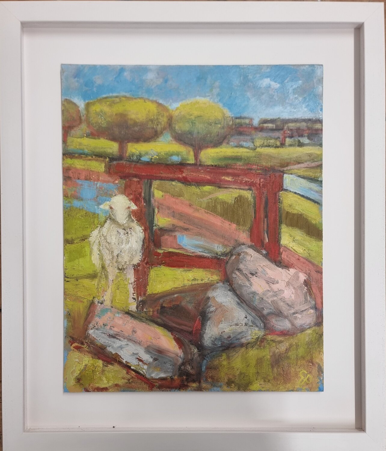 Sheep with Rusty Frame Grace Pattinson Original painting for sale