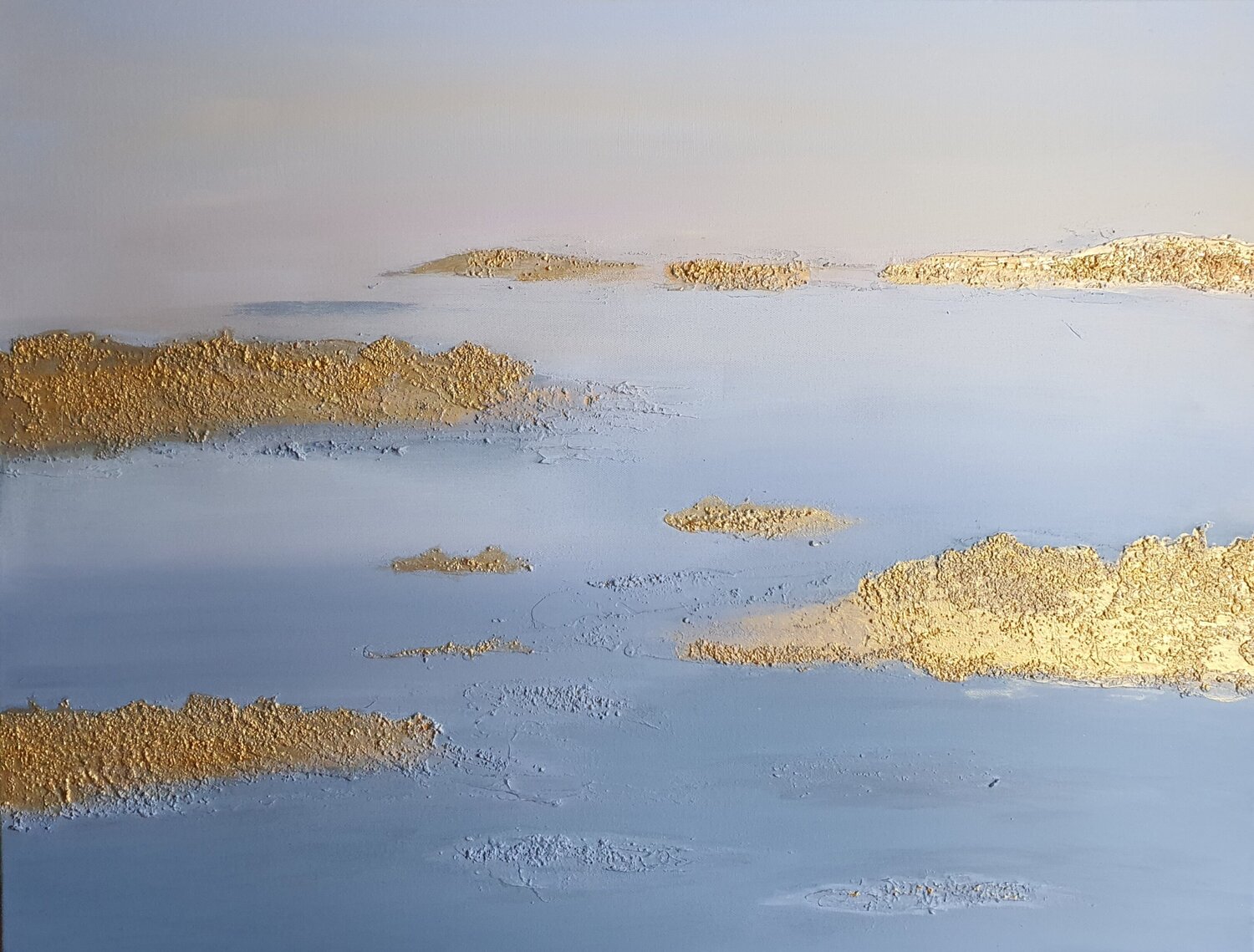 Between Fog and Gold / Alps or Islands? Gordana Brousek Original painting for sale