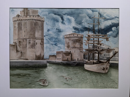 Bateau trois mâts amarré au vieux Port by Xavier Bertrand, Painting for Sale on Select
