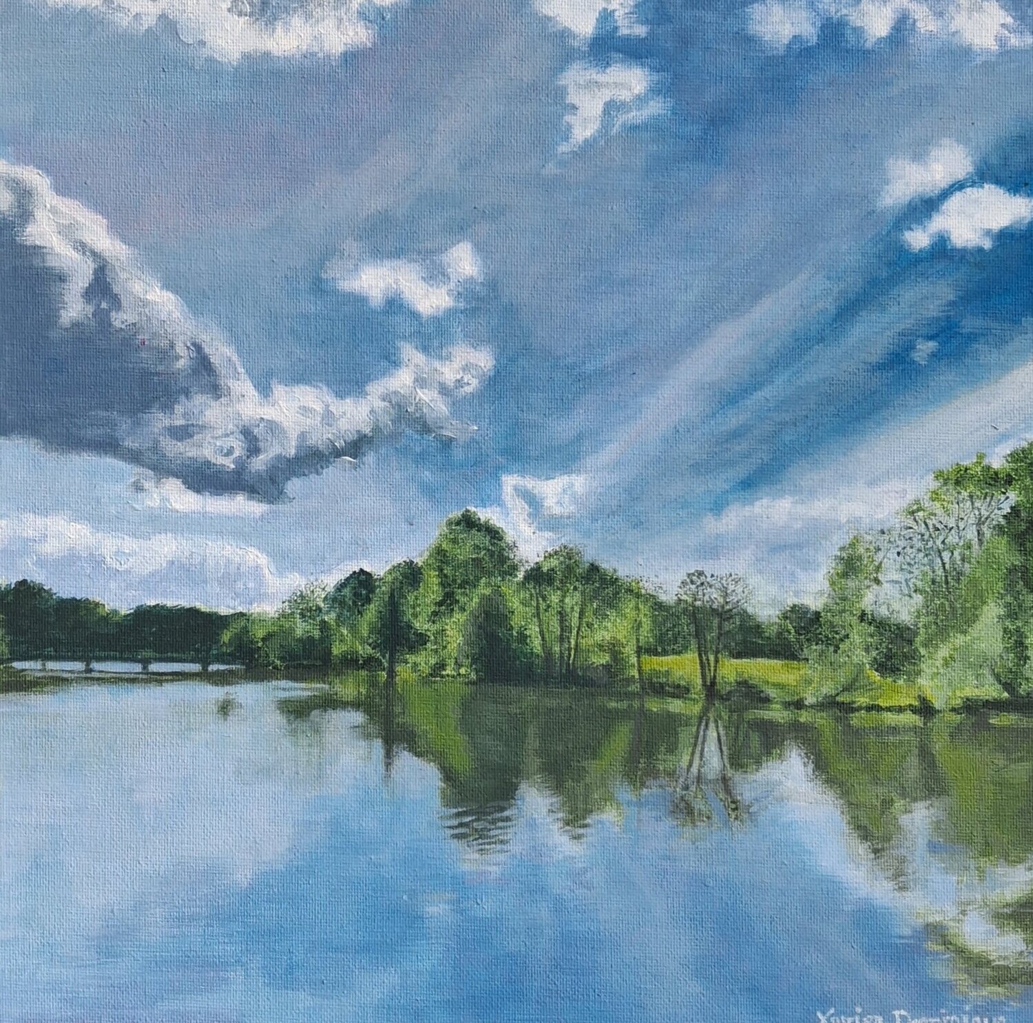 Bois plongeant dans les eaux calmes Xavier Bertrand Original painting for sale