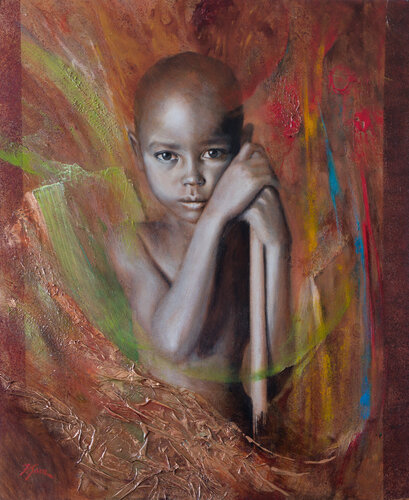 African boy by Pedro Sanz, Painting for Sale on Select