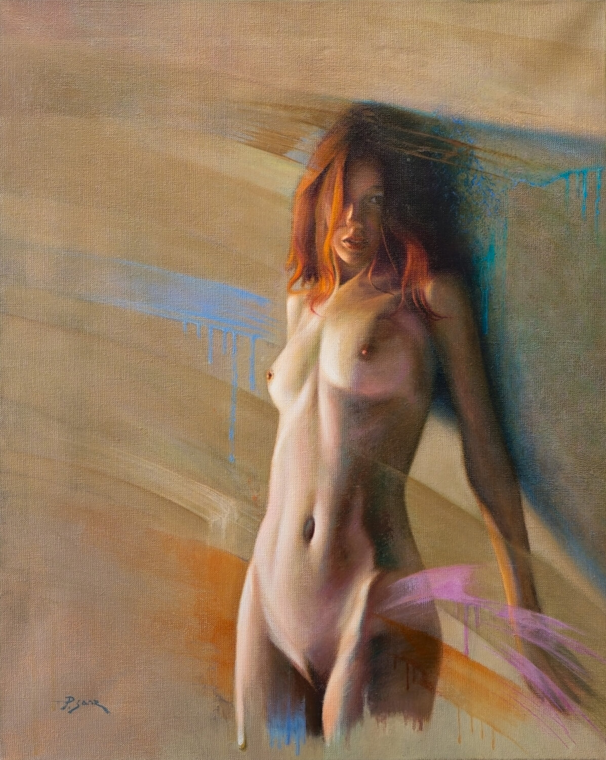 Red Hair Nude Pedro Sanz Original painting for sale