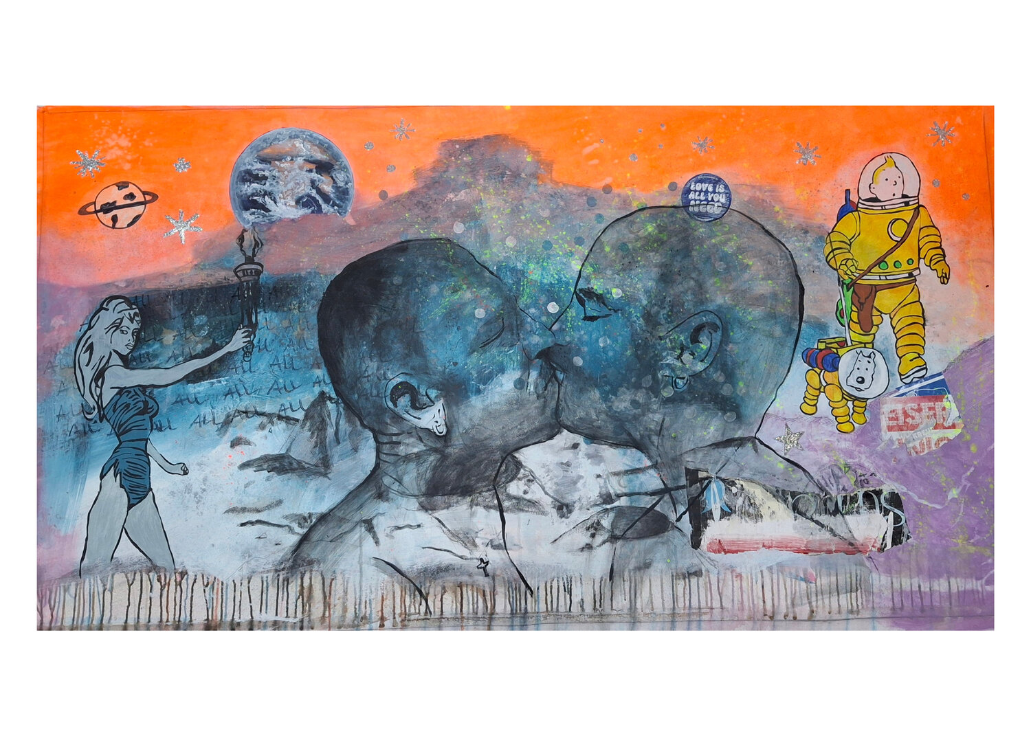 Lebst du noch hinterm Mond Achim Horras Original painting for sale