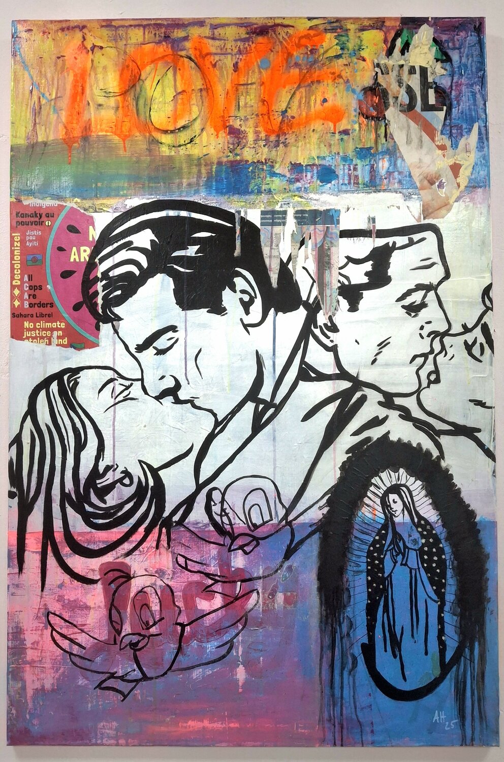 Kisswall "Heterokuss" Achim Horras Original painting for sale