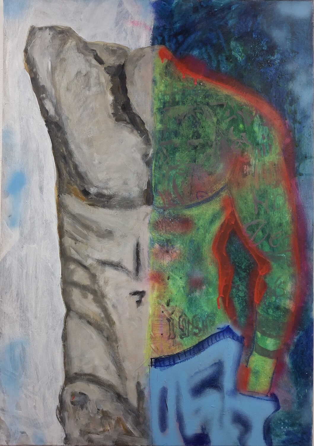 Torso früher -heute Achim Horras Original painting for sale