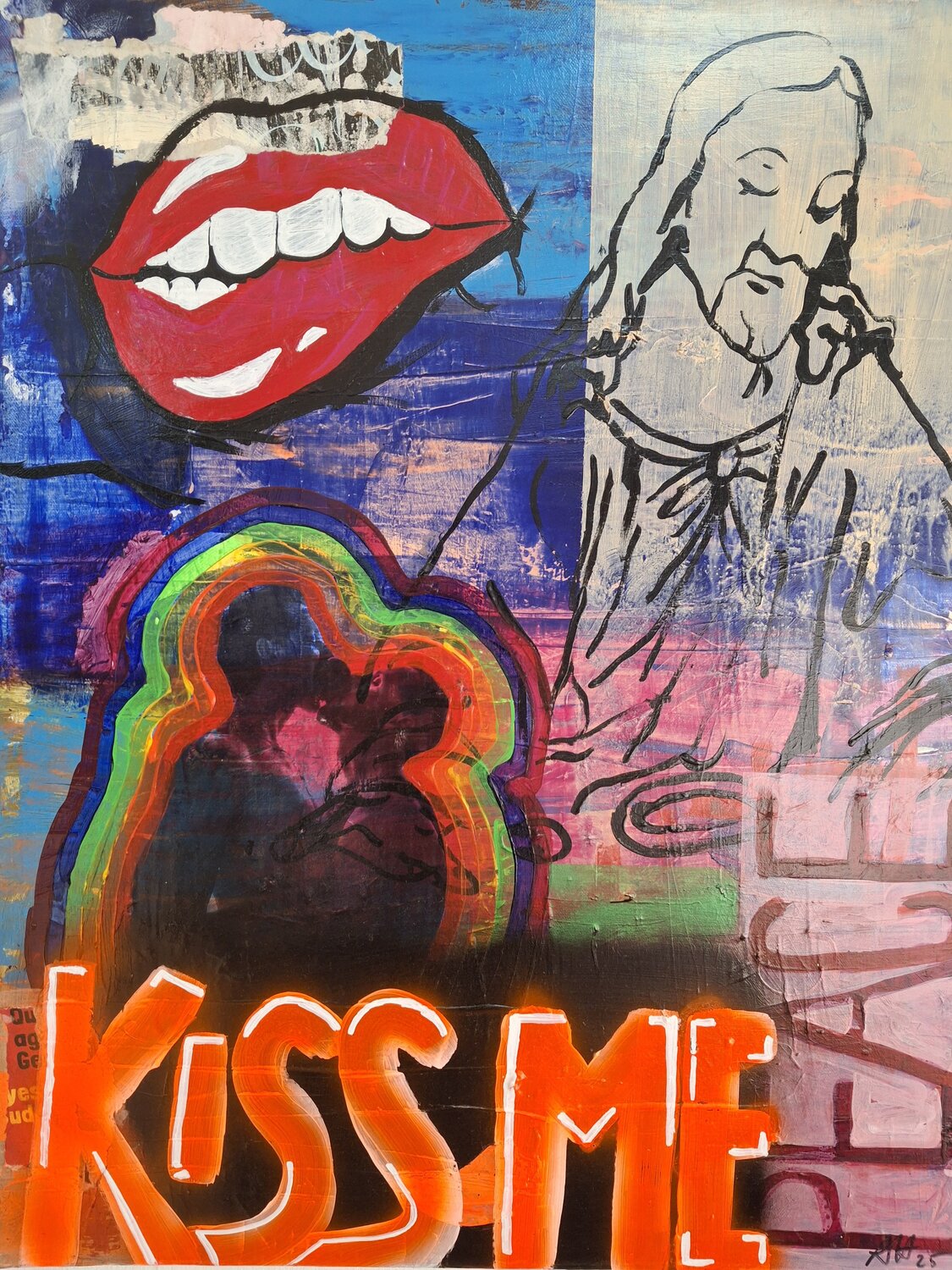 Kiss me gay Achim Horras Original painting for sale