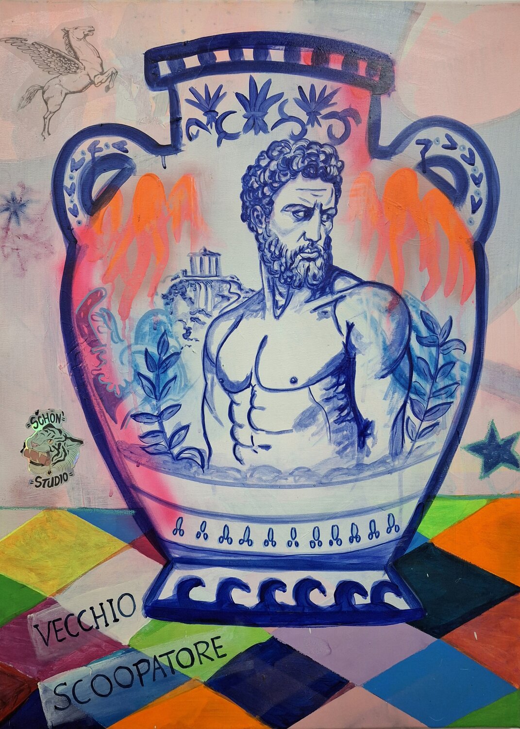 Vecchio scoopartone Achim Horras Original painting for sale