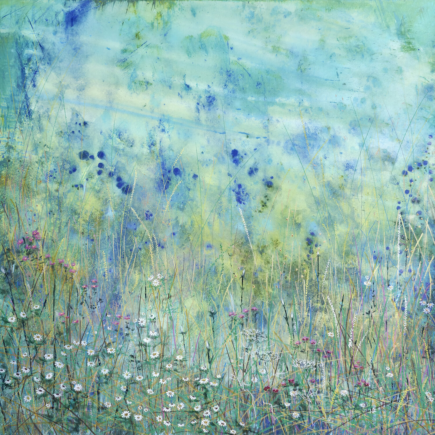 The Cottage Flowers Afar Elena Shcherbina Original painting for sale