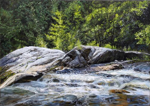 Wasser und Steine by Simone Miksch, Painting for Sale on Select