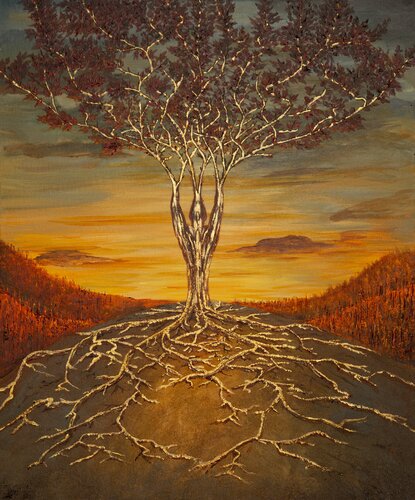 Rooted in Gold by Gergely Fabian, Painting for Sale on Select