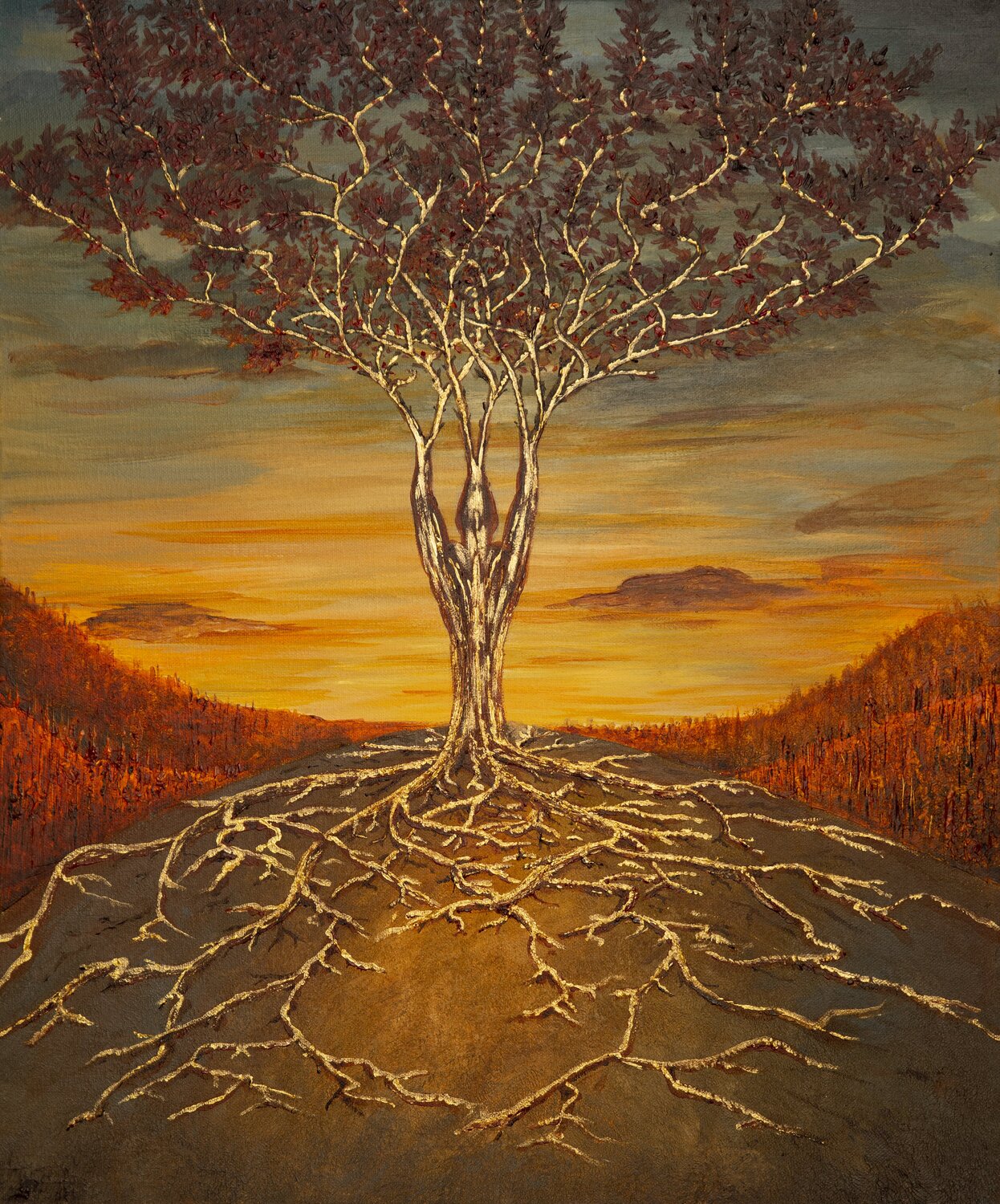 Rooted in Gold Gergely Fabian Original painting for sale
