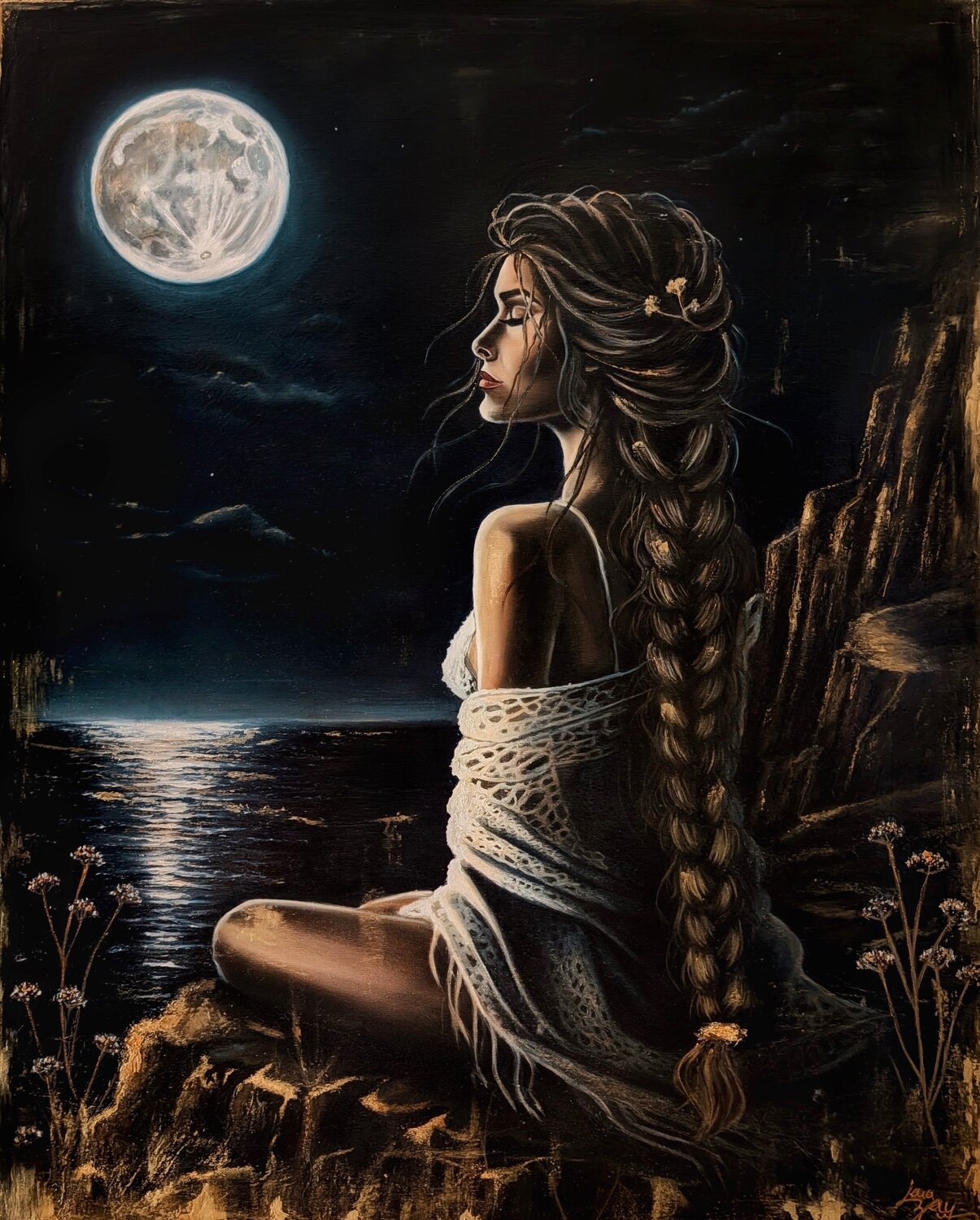 The Moon Knows Lena Bay Original painting for sale