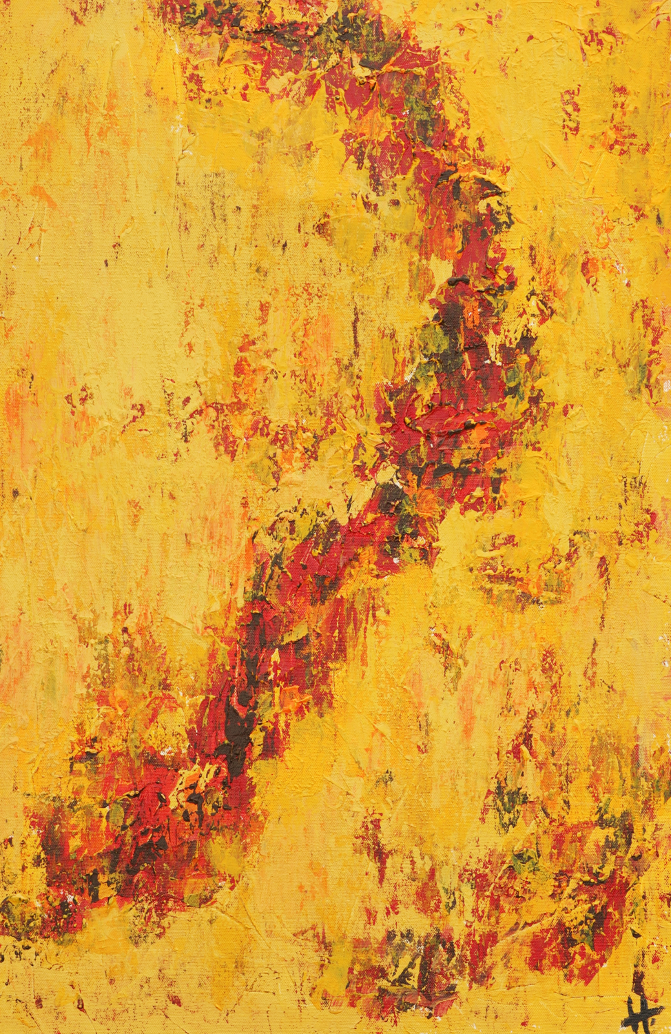 Fault Line in Yellow Field Harmeet Singh Original painting for sale