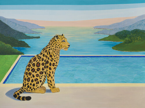 THE LEOPARD AND THE POOL by María Cortés, Painting for Sale on Select
