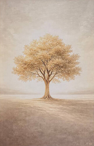 Golden Silence Tree by Marija Ruisi, Painting for Sale on Select