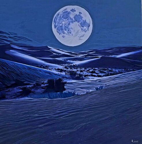 Désert Lunaire — Acrylique sur toile marouflée sur bois dur · 51 × 51 cm · 2024 by Marija Ruisi, Painting for Sale on Select