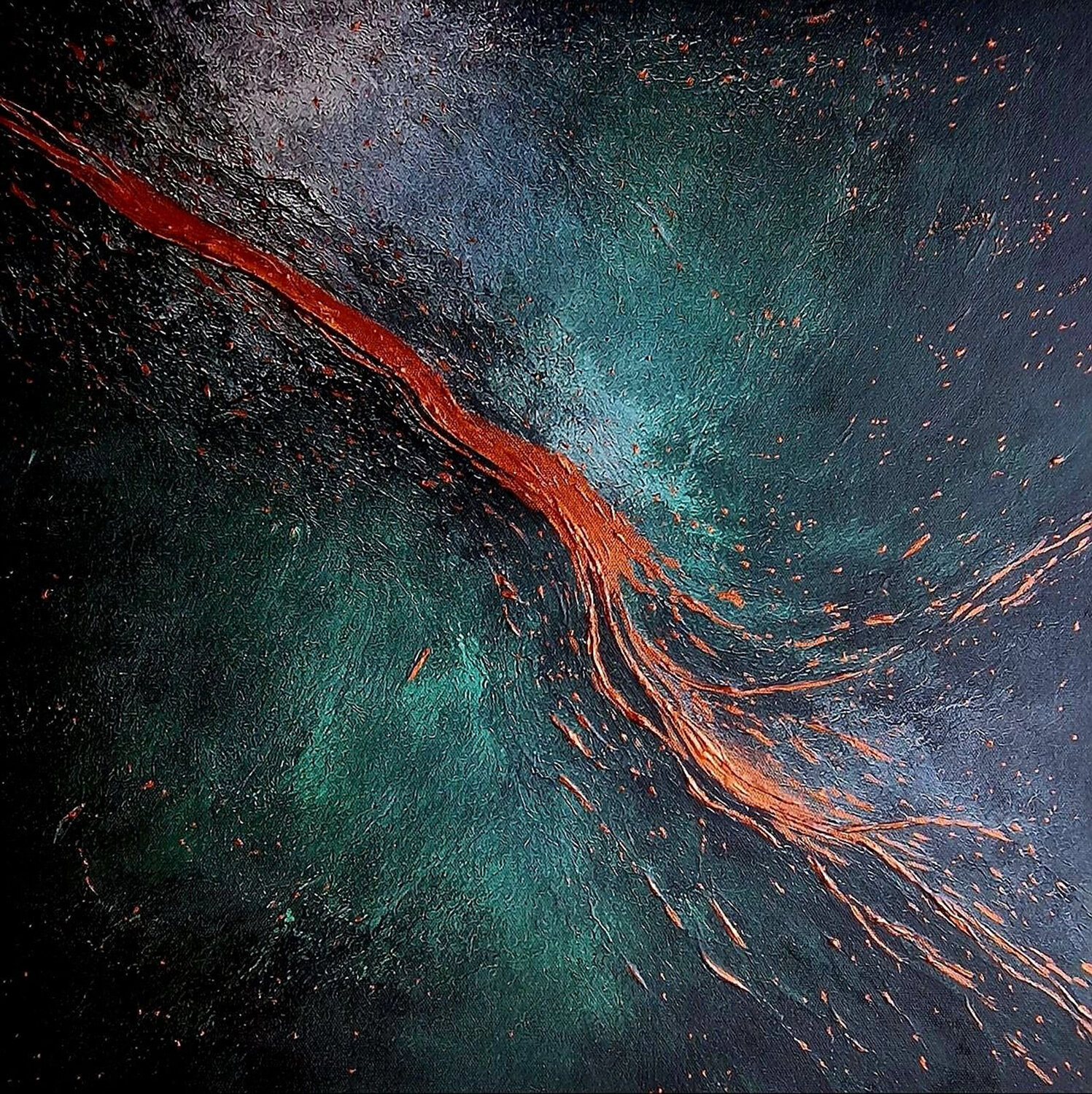 Emerald Energy Line Marija Ruisi Original painting for sale