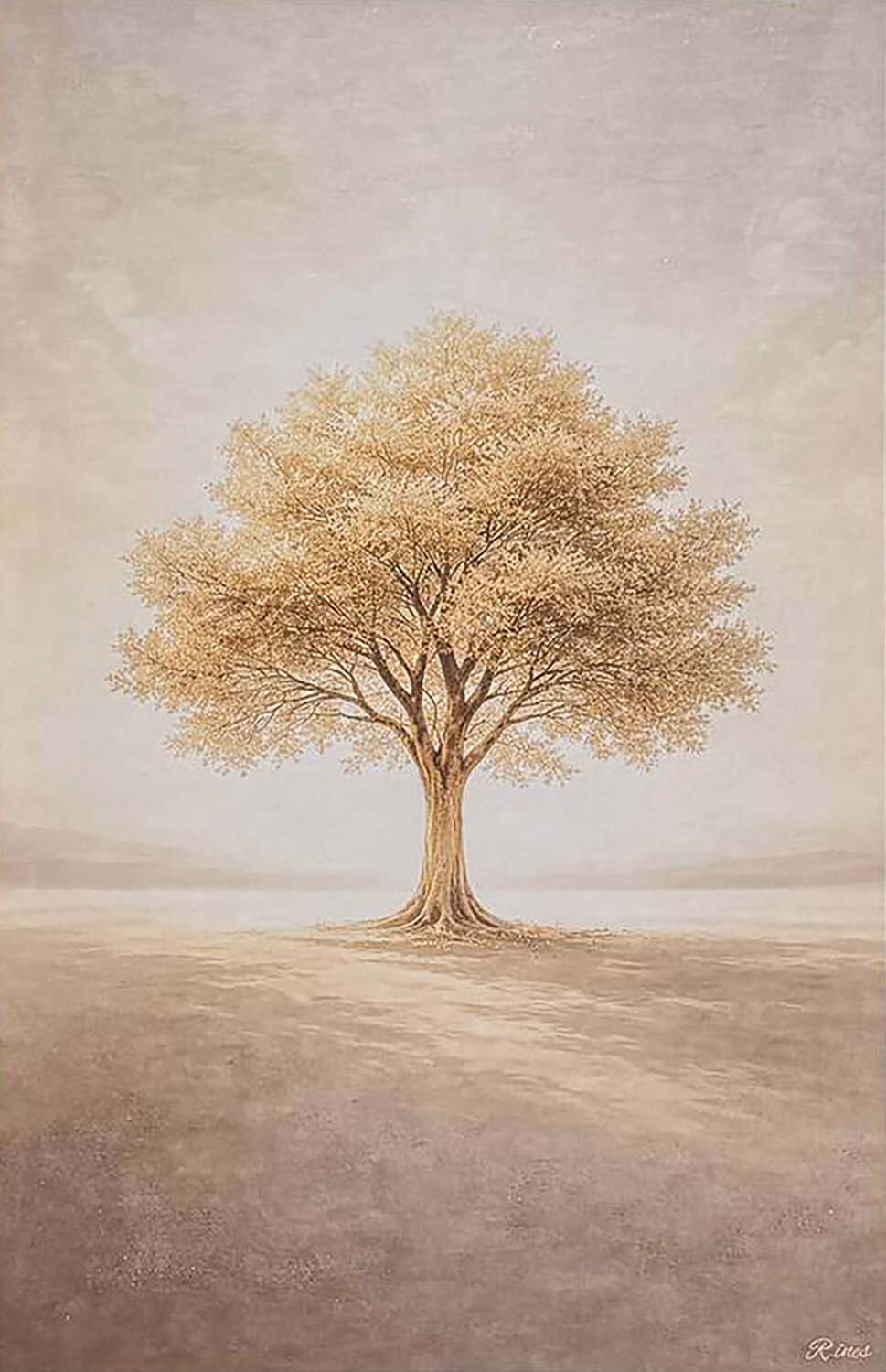 Golden Silence Tree Marija Ruisi Original painting for sale