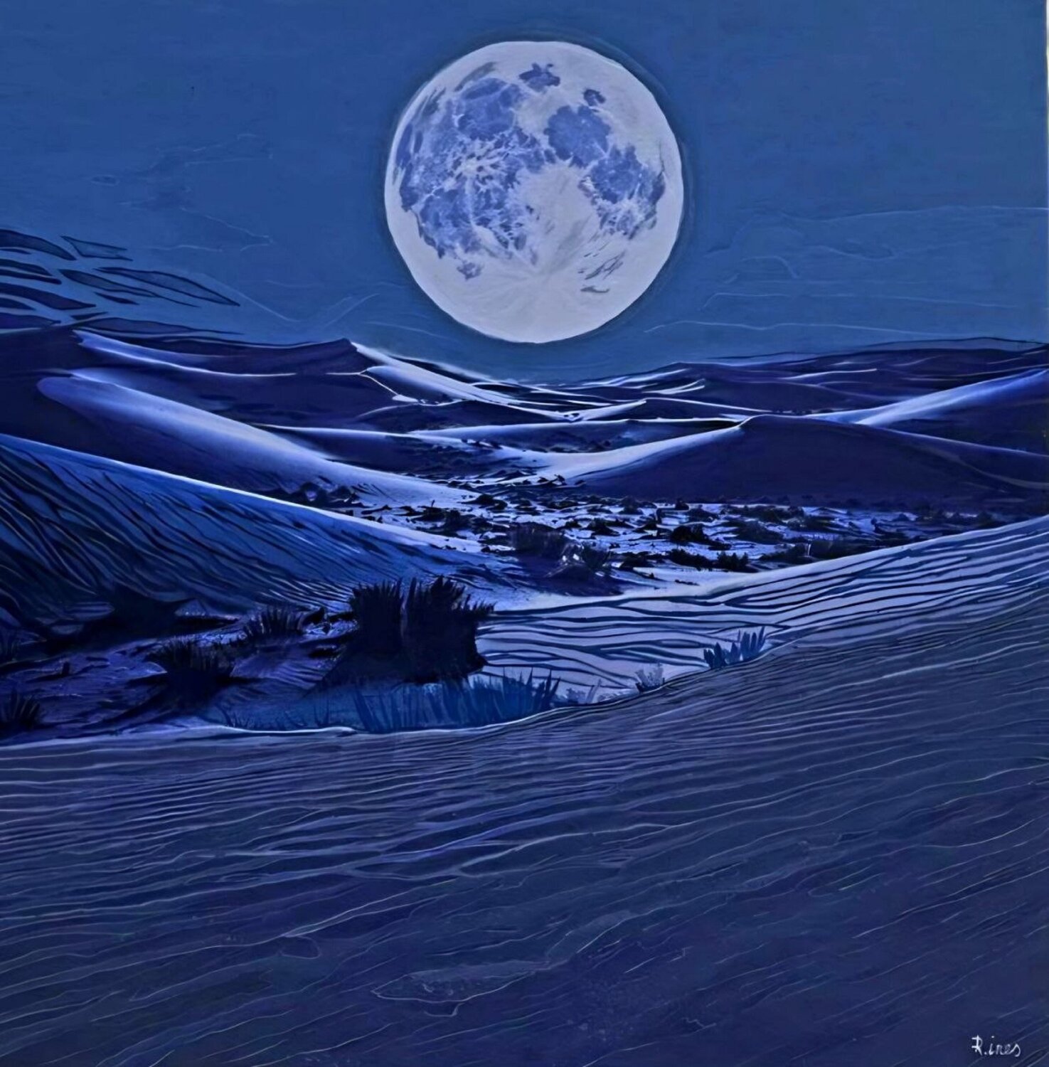 Désert Lunaire — Acrylique sur toile marouflée sur bois dur · 51 × 51 cm · 2024 Marija Ruisi Original painting for sale