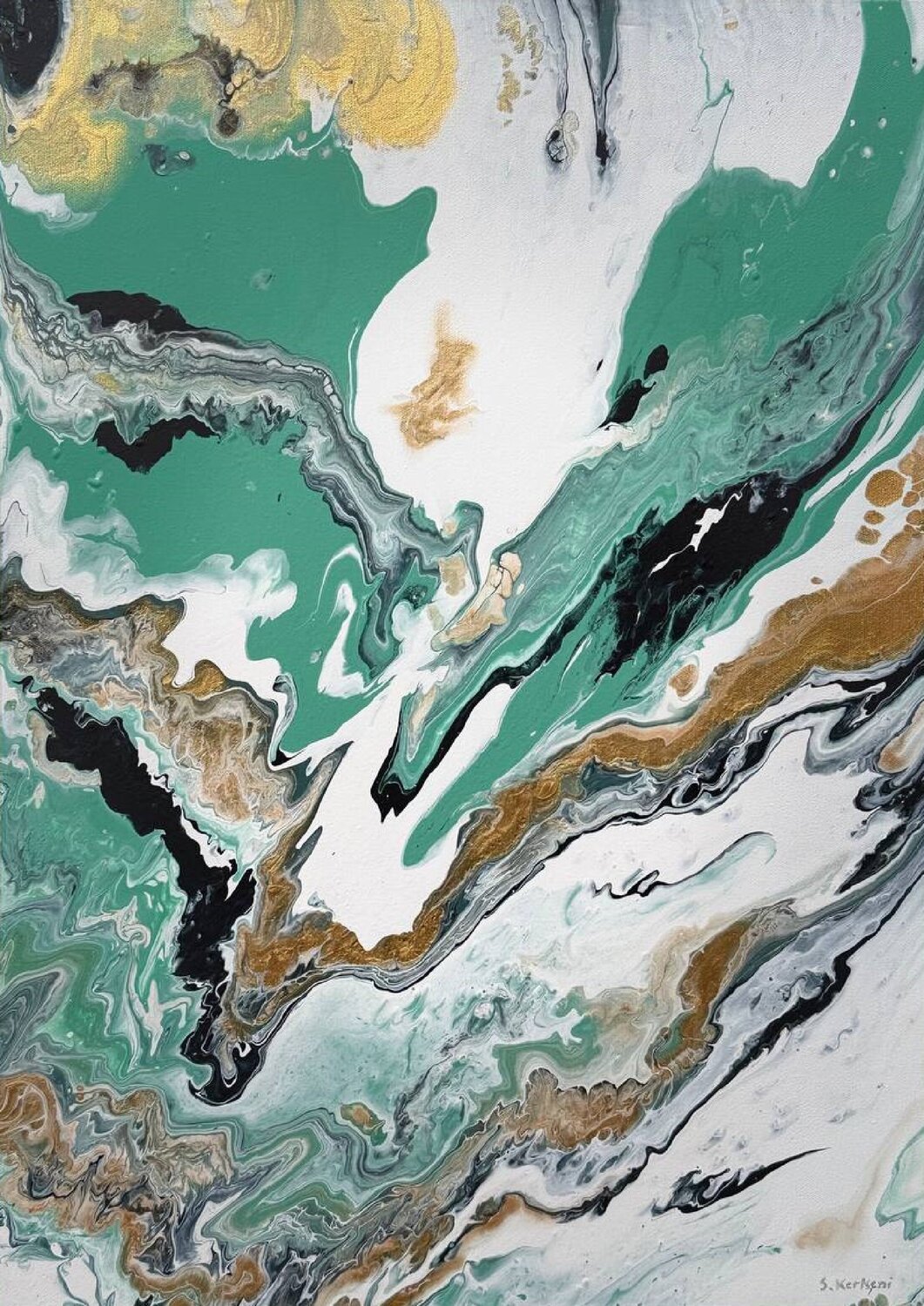 Turquoise Marble Marija Ruisi Original painting for sale