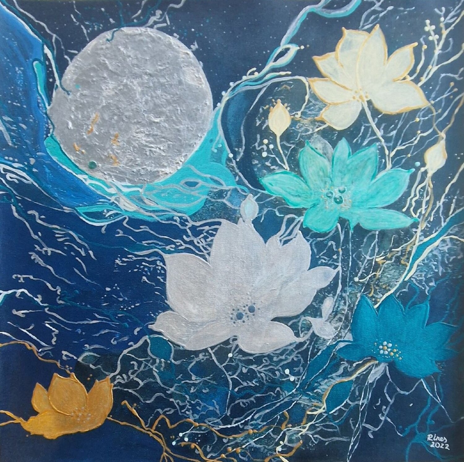 Lotus Beyond the Moon Marija Ruisi Original painting for sale